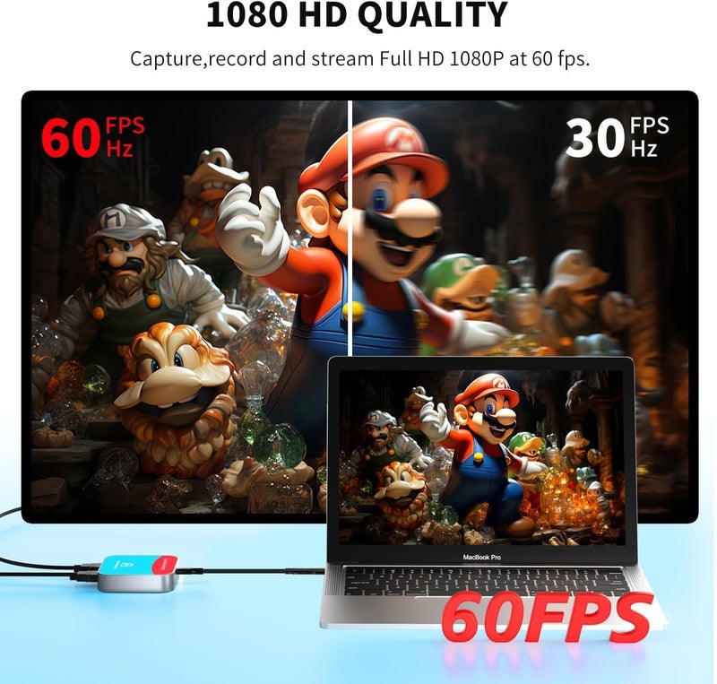 VANGREE Capture Card for Nintendo Switch, 4K Audio Video Capture Card, USB C 3.0 1080P 60FPS HDMI Recorder for Gaming/Live Streaming/Video Conference, Works for Nintendo Switch 2/PS5/Xbox/OBS/Camera/PC - Image 3